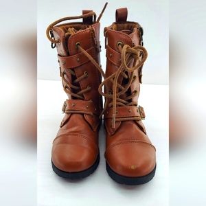 Kids Tan Combat Boots Girl Sz 8